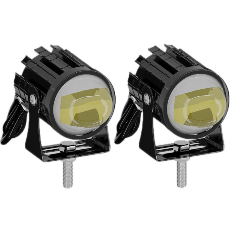 1pair 12V-85V Motorcycle Headlights Dual-color Automotive LED Working Headlights, Yellow + White Light Without Flashing, Yellow + White Light With Flashing