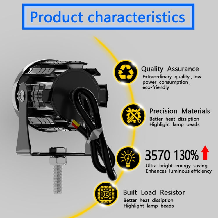 1pair 12V-85V Motorcycle Headlights Dual-color Automotive LED Working Headlights, Yellow + White Light Without Flashing, Yellow + White Light With Flashing