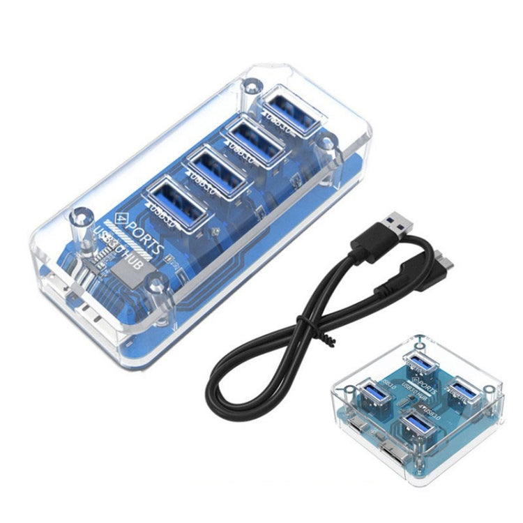 4 x USB 3.0 HUB 5Gbps Transparent Docking Station USB Adapter Splitter, Square, Rectangle