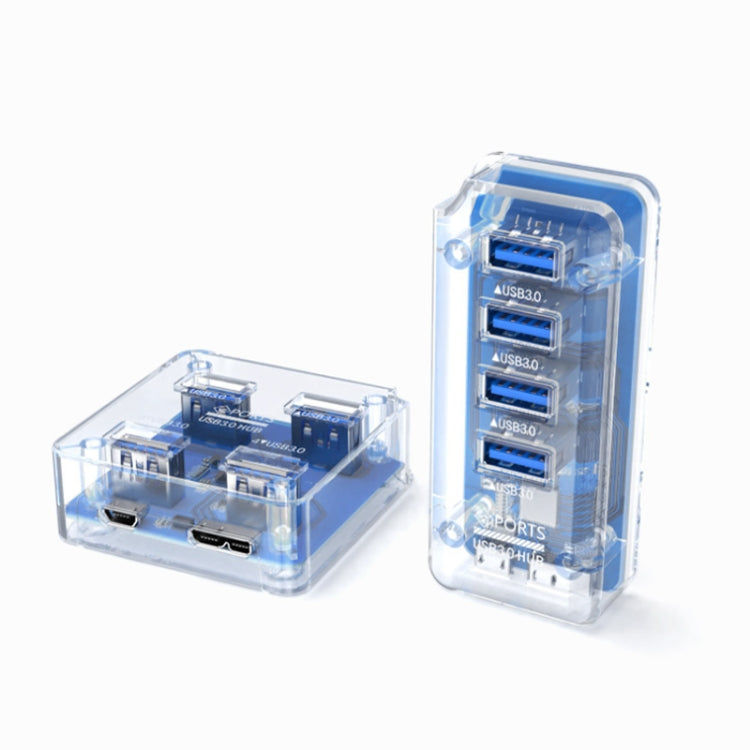 4 x USB 3.0 HUB 5Gbps Transparent Docking Station USB Adapter Splitter, Square, Rectangle