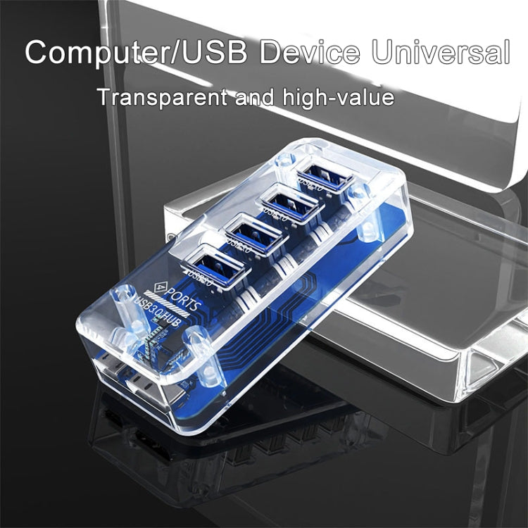 4 x USB 3.0 HUB 5Gbps Transparent Docking Station USB Adapter Splitter, Square, Rectangle