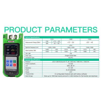 Komshine KPN-35 High Precision PON Optical Power Meter 1310/1490/1550nm Fiber Tester, SC/UPC Interface, SC/APC Interface