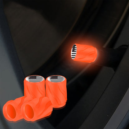 4pcs /Set Luminous Car Motorcycle Tire Modified Valve Cap, Orange Red White Skull, Orange Red Black Flag, Orange Red Red Skull, Orange Red Sports Car, Pink White Skull, Pink Black Flag, Pink Red Skull, Pink Sports Car, Yellow White Skull