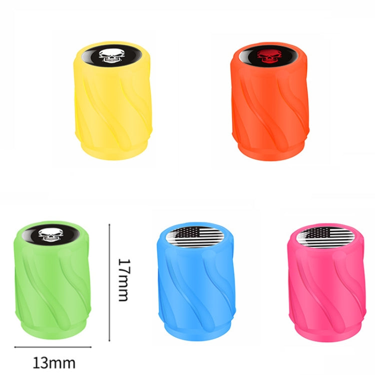 4pcs /Set Luminous Car Motorcycle Tire Modified Valve Cap, Orange Red White Skull, Orange Red Black Flag, Orange Red Red Skull, Orange Red Sports Car, Pink White Skull, Pink Black Flag, Pink Red Skull, Pink Sports Car, Yellow White Skull