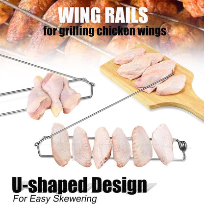 304 Stainless Steel Outdoor Barbecue Chicken Wing Fork Grill BBQ Grill Tools, 1pcs