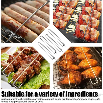 304 Stainless Steel Outdoor Barbecue Chicken Wing Fork Grill BBQ Grill Tools, 1pcs