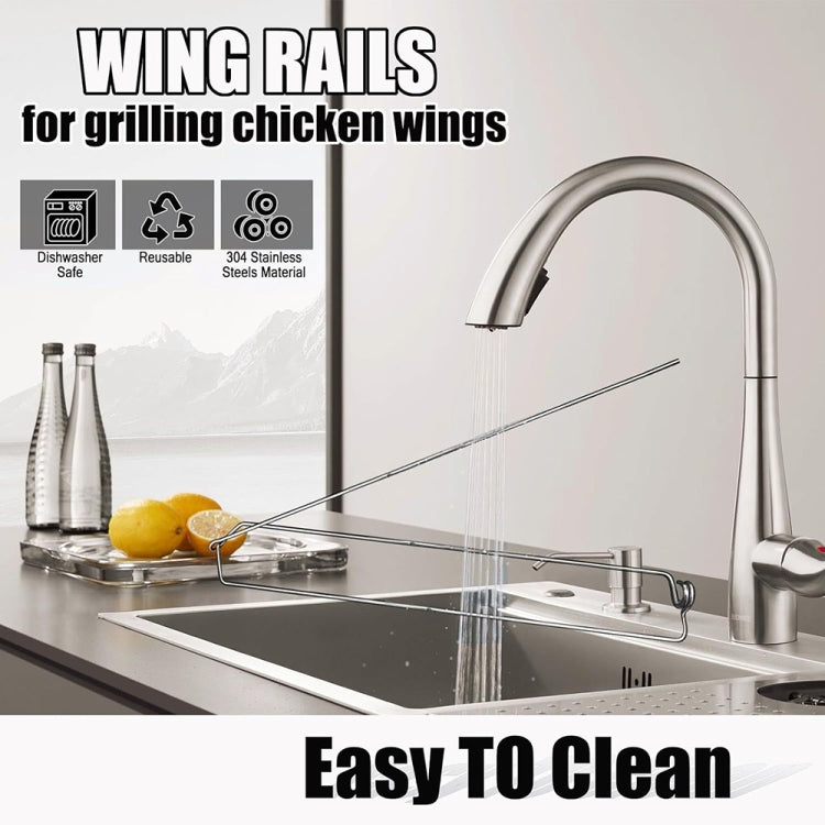 304 Stainless Steel Outdoor Barbecue Chicken Wing Fork Grill BBQ Grill Tools, 1pcs
