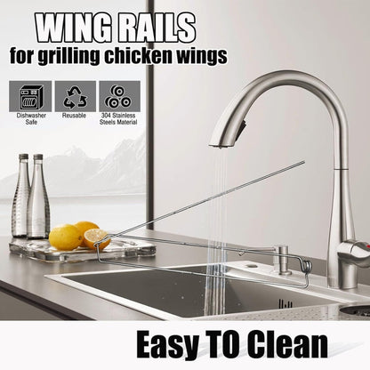 304 Stainless Steel Outdoor Barbecue Chicken Wing Fork Grill BBQ Grill Tools, 1pcs