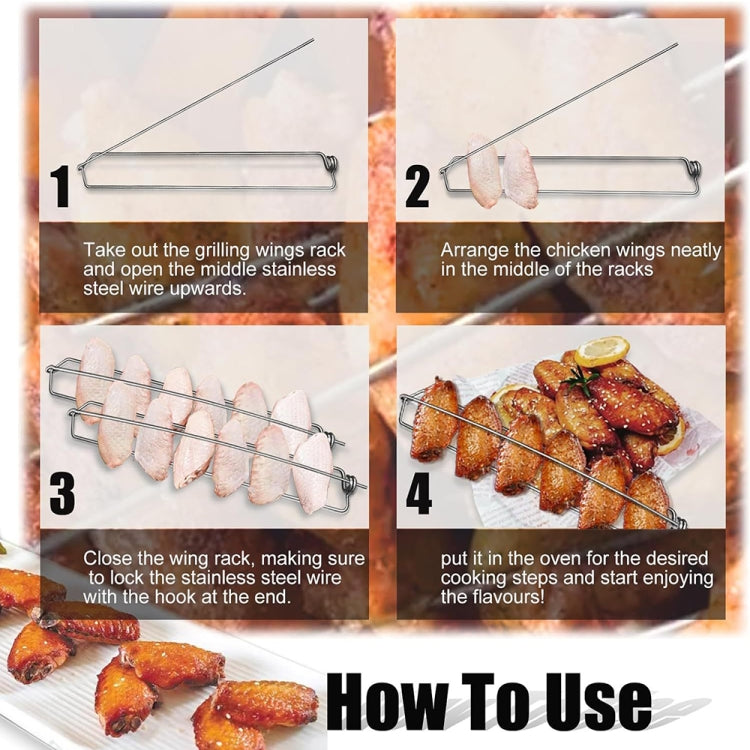 304 Stainless Steel Outdoor Barbecue Chicken Wing Fork Grill BBQ Grill Tools, 1pcs
