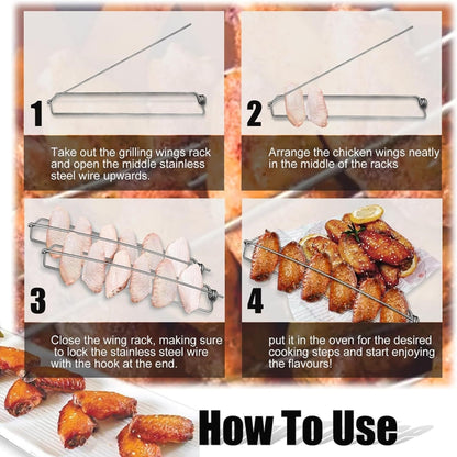 304 Stainless Steel Outdoor Barbecue Chicken Wing Fork Grill BBQ Grill Tools, 1pcs