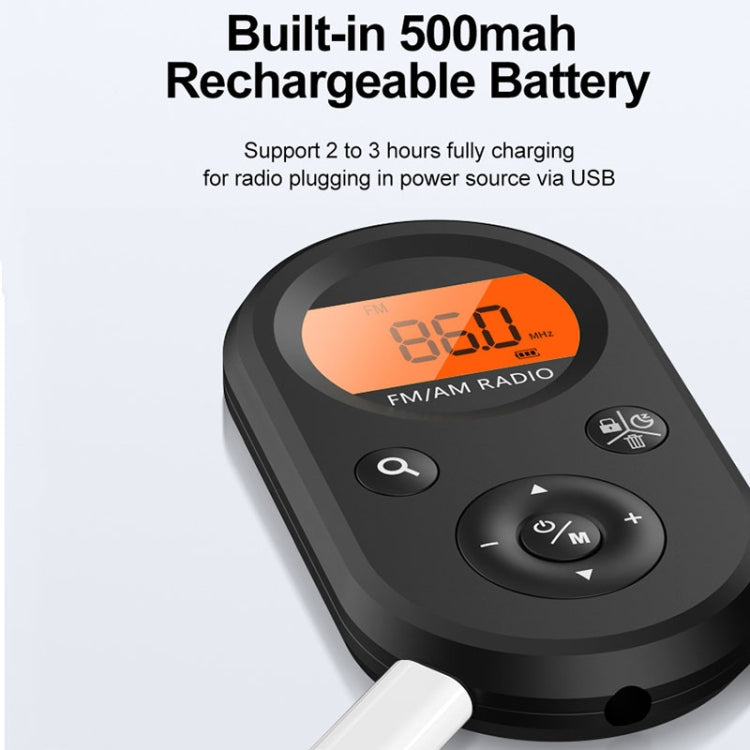 M01 Mini Portable Rechargeable FM / AM Radio With Backlight, M01