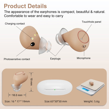 Z-26D1 Digital DSP In-ear TWS Invisible Hearing Aid Rechargeable Touch Control Sound Amplifier, Z-26D1 Skin Color, Z-26D1 Black