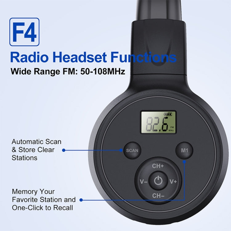 F4 Digital Display Automatic Scanning Foldable FM Radio Headphone, Charging Version, Battery Version