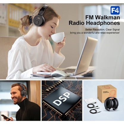 F4 Digital Display Automatic Scanning Foldable FM Radio Headphone, Charging Version, Battery Version