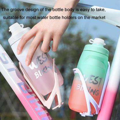 WEST BIKING 620ML Bicycle Water Bottle Portable Outdoor Cycling Water Cup, White Pink Gradient, Black Gray Gradient, Blue Gradient, Dark Green Gradient, Green Pink Gradient, Yellow Green Gradient, Black Green Gradient, Black Red Gradient