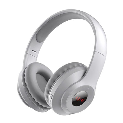 X5 Portable Digital Display Folding Headset FM Radio Headphones, Charging White, Charging Black