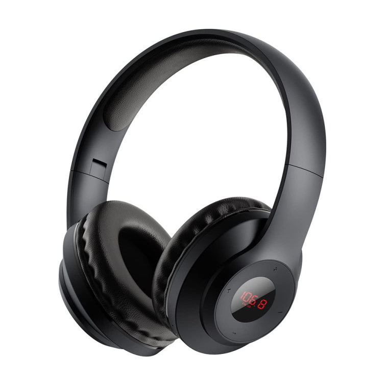 X5 Portable Digital Display Folding Headset FM Radio Headphones, Charging White, Charging Black