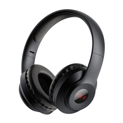 X5 Portable Digital Display Folding Headset FM Radio Headphones, Charging White, Charging Black