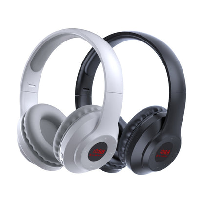 X5 Portable Digital Display Folding Headset FM Radio Headphones, Charging White, Charging Black