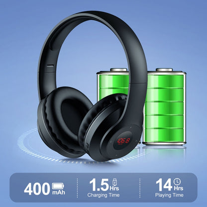 X5 Portable Digital Display Folding Headset FM Radio Headphones, Charging White, Charging Black