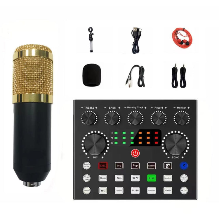 V8S Audio Mixer Live Voice Changer External Sound Card, Black, Gold Triangle Set, Black Triangle Set, Gold Cantilever Set, Black Cantilever Set, Gold Cantilever+Lamp