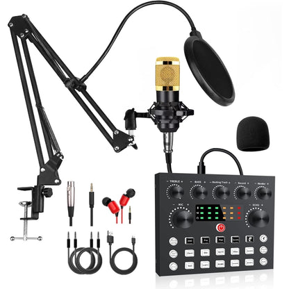 V8S Audio Mixer Live Voice Changer External Sound Card, Black, Gold Triangle Set, Black Triangle Set, Gold Cantilever Set, Black Cantilever Set, Gold Cantilever+Lamp