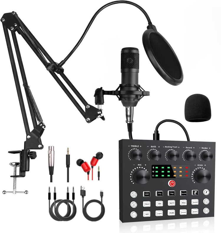 V8S Audio Mixer Live Voice Changer External Sound Card, Black, Gold Triangle Set, Black Triangle Set, Gold Cantilever Set, Black Cantilever Set, Gold Cantilever+Lamp