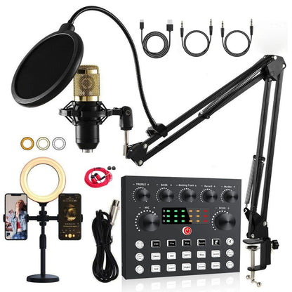 V8S Audio Mixer Live Voice Changer External Sound Card, Black, Gold Triangle Set, Black Triangle Set, Gold Cantilever Set, Black Cantilever Set, Gold Cantilever+Lamp