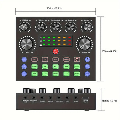 V8S Audio Mixer Live Voice Changer External Sound Card, Black, Gold Triangle Set, Black Triangle Set, Gold Cantilever Set, Black Cantilever Set, Gold Cantilever+Lamp