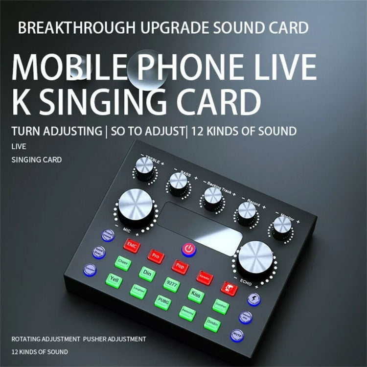 V8S Audio Mixer Live Voice Changer External Sound Card, Black, Gold Triangle Set, Black Triangle Set, Gold Cantilever Set, Black Cantilever Set, Gold Cantilever+Lamp