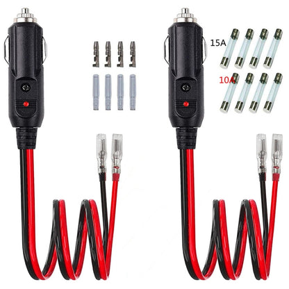 16AWG 15A 12V/24V Fused Cigarette Lighter Plug With Lead, 1pair
