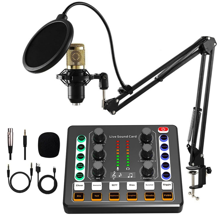M8 Recording And Singing Live Bluetooth Sound Card Set, Black, White, Black+Gold Cantilever, Black+Black Cantilever, White+Gold Cantilever, Black+Gold Cantilever Earphone, Black+Black Cantilever Earphone, Gold Tripod, Black Tripod