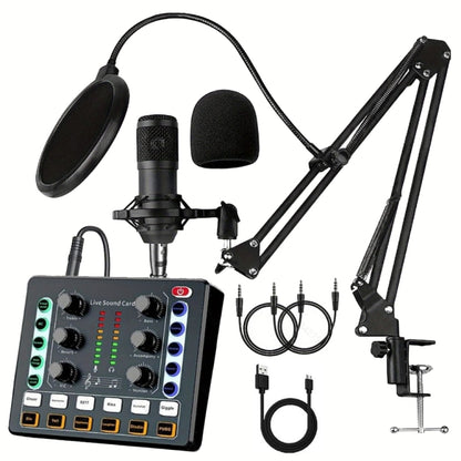 M8 Recording And Singing Live Bluetooth Sound Card Set, Black, White, Black+Gold Cantilever, Black+Black Cantilever, White+Gold Cantilever, Black+Gold Cantilever Earphone, Black+Black Cantilever Earphone, Gold Tripod, Black Tripod