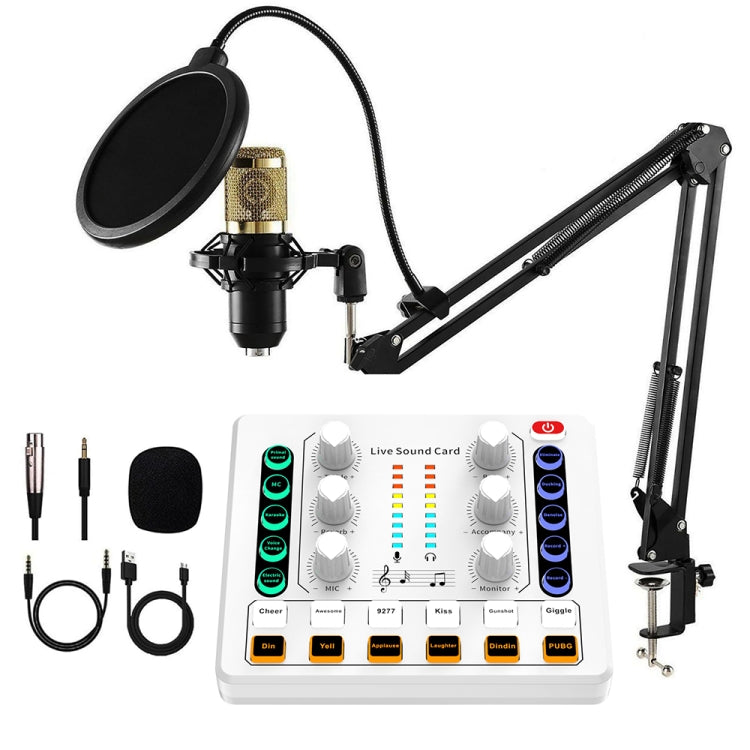 M8 Recording And Singing Live Bluetooth Sound Card Set, Black, White, Black+Gold Cantilever, Black+Black Cantilever, White+Gold Cantilever, Black+Gold Cantilever Earphone, Black+Black Cantilever Earphone, Gold Tripod, Black Tripod