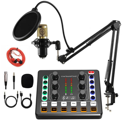 M8 Recording And Singing Live Bluetooth Sound Card Set, Black, White, Black+Gold Cantilever, Black+Black Cantilever, White+Gold Cantilever, Black+Gold Cantilever Earphone, Black+Black Cantilever Earphone, Gold Tripod, Black Tripod