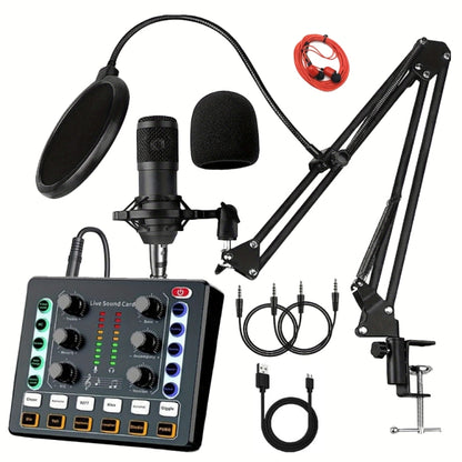 M8 Recording And Singing Live Bluetooth Sound Card Set, Black, White, Black+Gold Cantilever, Black+Black Cantilever, White+Gold Cantilever, Black+Gold Cantilever Earphone, Black+Black Cantilever Earphone, Gold Tripod, Black Tripod