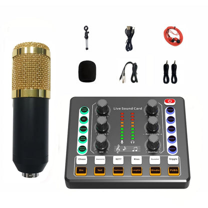 M8 Recording And Singing Live Bluetooth Sound Card Set, Black, White, Black+Gold Cantilever, Black+Black Cantilever, White+Gold Cantilever, Black+Gold Cantilever Earphone, Black+Black Cantilever Earphone, Gold Tripod, Black Tripod