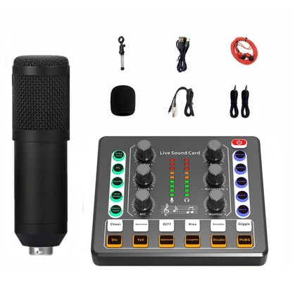 M8 Recording And Singing Live Bluetooth Sound Card Set, Black, White, Black+Gold Cantilever, Black+Black Cantilever, White+Gold Cantilever, Black+Gold Cantilever Earphone, Black+Black Cantilever Earphone, Gold Tripod, Black Tripod