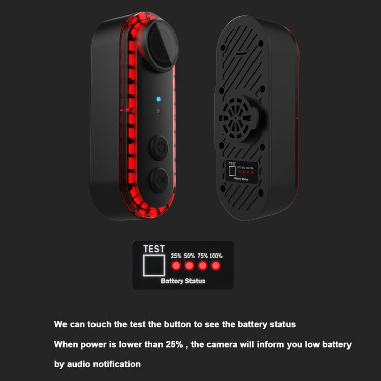 Bike Warning Tail Light 1080P WiFi Camera Recorder Waterproof Bicycle Rear Light for Riding Cycling, Rotate Mount, Clamp Mount, Strap Mount, Rearview Mirror Mount, Saddle Tube Mount