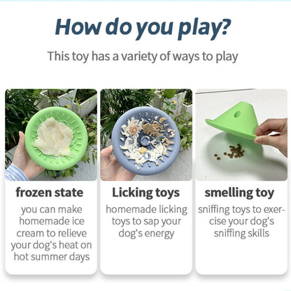 Silicone Dog Slow Feeder Bowl Fun Interactive Licking Toy, Green, Light Blue, Gray White