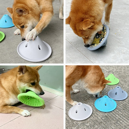 Silicone Dog Slow Feeder Bowl Fun Interactive Licking Toy, Green, Light Blue, Gray White