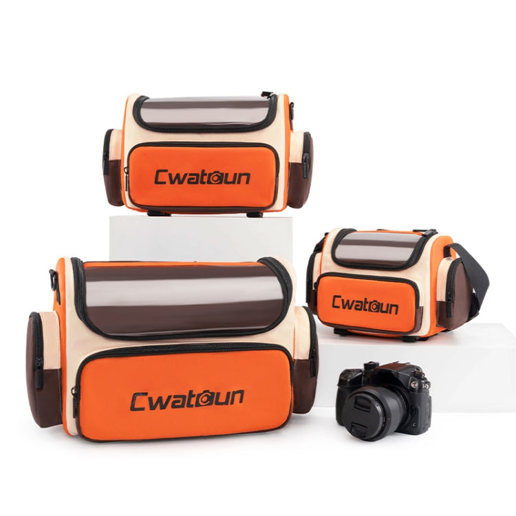 Cwatcun D121 Shoulder Crossbody Camera Bag Colorful Large Capacity Waterproof Digital Photography Bag, Small Orange Red, Medium Orange Red, Large Orange Red