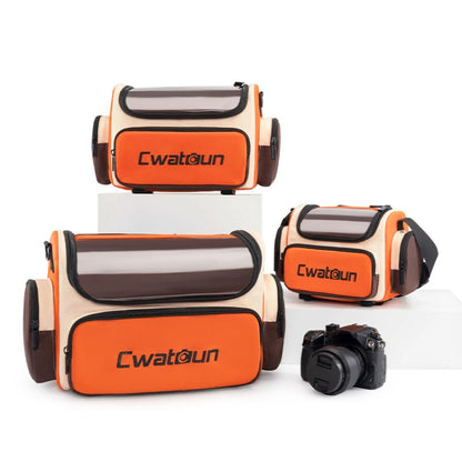 Cwatcun D121 Shoulder Crossbody Camera Bag Colorful Large Capacity Waterproof Digital Photography Bag, Small Orange Red, Medium Orange Red, Large Orange Red