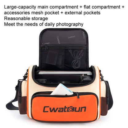 Cwatcun D121 Shoulder Crossbody Camera Bag Colorful Large Capacity Waterproof Digital Photography Bag, Small Orange Red, Medium Orange Red, Large Orange Red