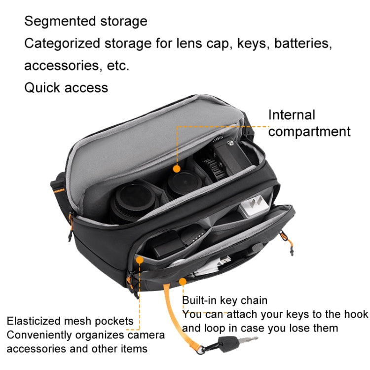Cwatcun D133 Camera Chest Bag Multi-functional Handheld Slanting Cross Shoulder Camera Casual Bag, Small Black, Medium Black, Large Black