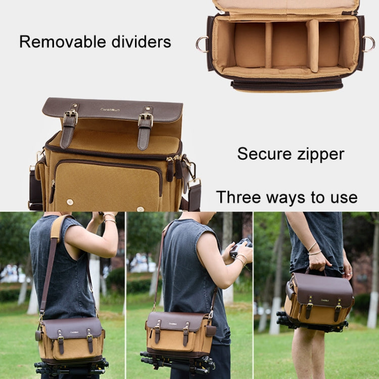 Vintage Waterproof Canvas Bag DSLR Camera Photo Bag, Cwatcun D127 Single Shoulder