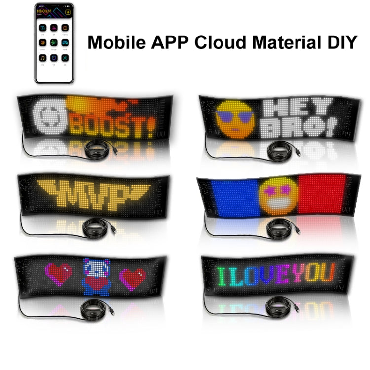 Car Flexible Display Advertising Screen APP Bluetooth Smart Screen, 7x17.3cm（16 x 32 LEDs), 9.2x37.4cm（16 x 64 LEDs）, 10.2x34.8cm（20 x 64 LEDs）, 12x59.5cm（16 x 96 LEDs）