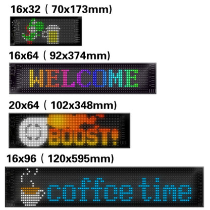 Car Flexible Display Advertising Screen APP Bluetooth Smart Screen, 7x17.3cm（16 x 32 LEDs), 9.2x37.4cm（16 x 64 LEDs）, 10.2x34.8cm（20 x 64 LEDs）, 12x59.5cm（16 x 96 LEDs）