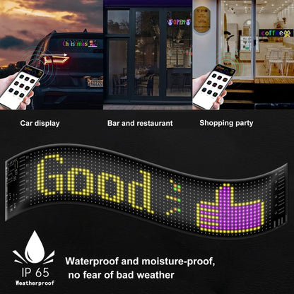 Car Flexible Display Advertising Screen APP Bluetooth Smart Screen, 7x17.3cm（16 x 32 LEDs), 9.2x37.4cm（16 x 64 LEDs）, 10.2x34.8cm（20 x 64 LEDs）, 12x59.5cm（16 x 96 LEDs）