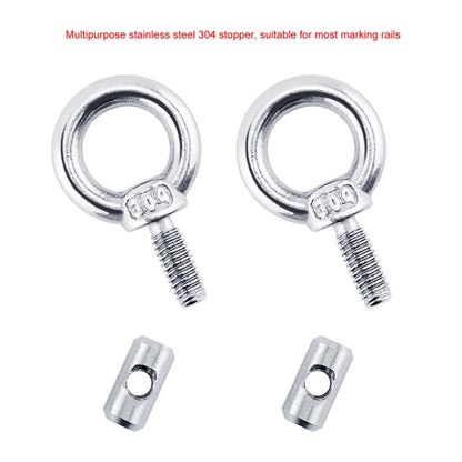RV Sunshade 304 Stainless Steel Slide Rail Ring, 1pcs M4 Ring + Cylinder, 2pcs M4 Ring + Cylinder